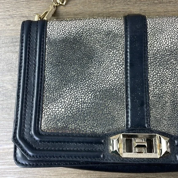 Rebecca Minkoff Love Stingray-Embossed Crossbody, Back Gold - Picture 2 of 12